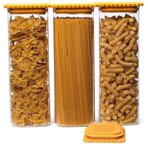 Monkey Business GLASTA Vorratsdosen mit luftdichtem Glasdeckel – Klarer Vorratsbehälter aus Glas mit Silikondeckel und Feuchtigkeitsabsorber. (3 Packung)