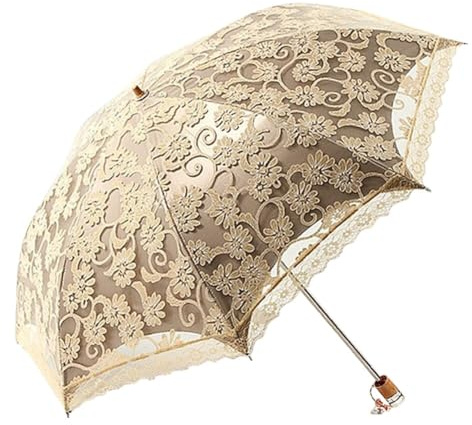 JAWSEU Parapluie Pliant Femme Anti-UV Dentelle Parapluie de Broderie de Fleurs en Dentelle Ombrelle Mariage Parasol Mariage Mariée Vintage Parapluie en Dentelle Photographie Parasol pour Femme