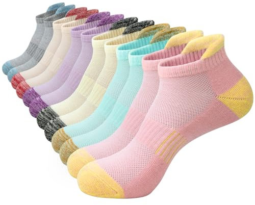 Wostock 6 Paires Chaussettes de Cheville Respirantes,Chaussettes Sport Femme 35-40,Chaussettes de Sport pour Femmes, pour La Course à Pied