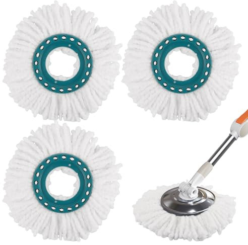 ZOFUN Pack of 3 Mop Replacement Head for Leifheit Clean Twist Disc Mop / Clean Twist Disc Mop Ergo Floor Mop, 2 Fibre System, Round Floor Mop Replacement Parts for All Floors