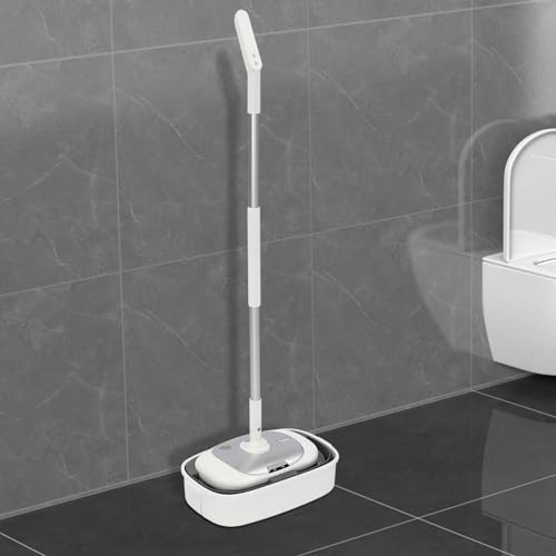Bodenwischer Elektrisch Akku Wischer mit Sprühfunktion & LED Beleuchtung, Wischmopp Elektrischer Bodenwischer Spray Mop, Wischsauger Kabellos mit Akku Electric Mop Set, 400ml Wassertank