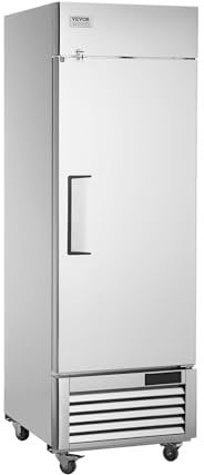 VEVOR Congelatore Commerciale 685 x 800 x 2110 mm Congelatore Verticale a Porta Singola 547 L in Acciaio Inossidabile con Sbrinamento Automatico, 3 Ripiani Regolabili, Controllo Temperatura 0,56 a 5°C