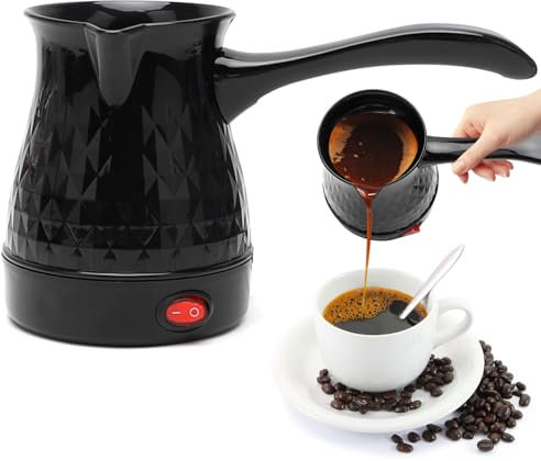 Gohytal Türkische Kaffeekocher, 500ML Elektrische Kaffeekanne, Espressokocher Induktion Kaffeekocher mit Handgriff,Elektrische Türkische Kaffeekanne für Tee Mocca,Kaffee Kocher für Zuhause,Büro,Reisen