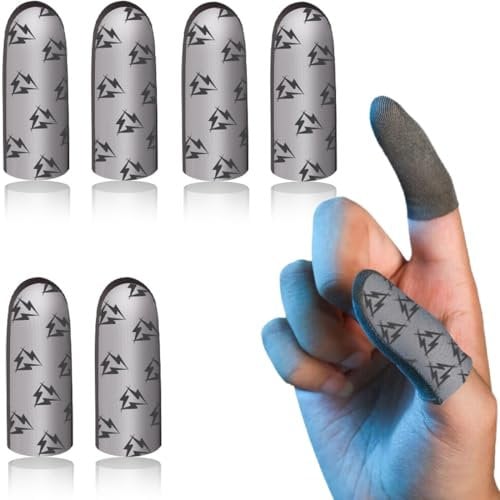 EAVUYIS 6 Pezzi PUBG Mobile Game Finger Sleeve,Manicotti da Dito per Giochi mobili, Manicotti per Dita da Gioco Cellulare, Anti-Sudore, Anti-secchezza, Compatibile con telefoni da Gioco