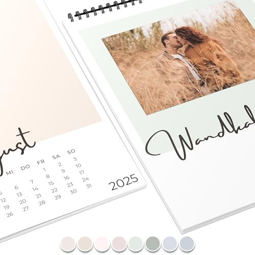 Fotokalender 2025 zum selbstgestalten (Bastelkalender 2025 im A4 Format) - DIY Kalender zum selber gestalten von Januar bis Dezember mit Ferienübersicht - Ideal als Geschenk - Pastell Schrift