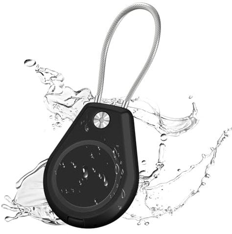 AXFEE Air tag Holder with Wire Cable, Protective Cover Air Tag Case, Anti-Lost and Scratch-Resistant Air Tag Lock Case Keychain, Compatible with Apple Air Tags for Keys, Luggage, Pet, Bag (Black)