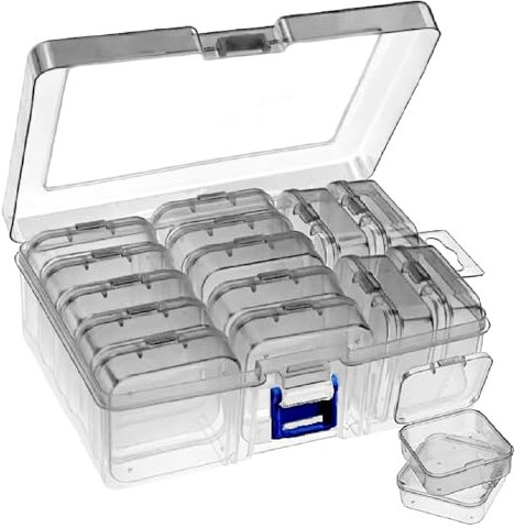 Xiciki 14 Stück Kleine Aufbewahrungsboxen,Aufbewahrungsbox mit Deckel Klein,samen aufbewahrung,Set enthält selbstklebende Etiketten und Druckkugelschreiber,Ideal für die Lagerung