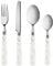 Marble Cutlery Set, 16 Pieces, Stainless Steel and Marble Handles