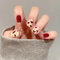 GlamRays 24 Stück Press on Nails Kurze Quadratische Falsche Nägel Mit Rotem Herz-Design Klebernagel Rote Valentinstag Nägel Vollumfängliche Akrylnägel Für Frauen