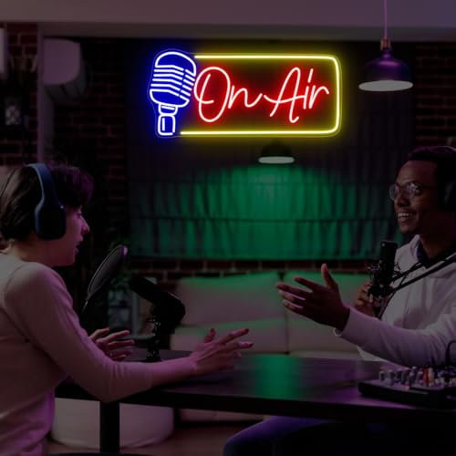 Panneau néon à LED On Air pour baladodiffusion - Décoration d'automne - Panneau d'été « Happy Fall Y'all » - Panneau LED cool - Décoration murale de salle de jeux - Décoration murale de scène