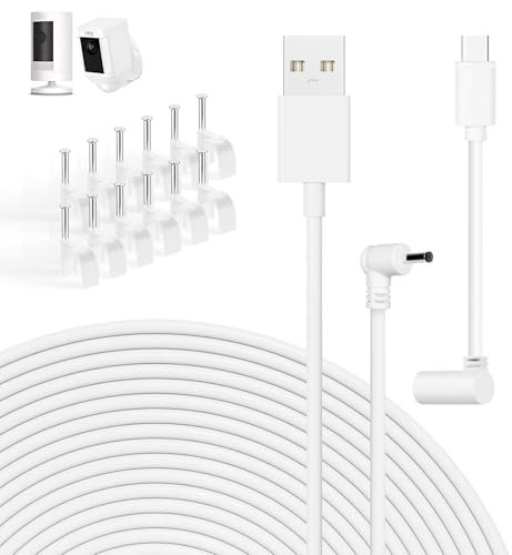 Gusfeliz 5.2m/17ft Power Cable Compatible with Ring Stick Up Cam Battery/Ring Stick Up Cam Battery 3rd Gen/2nd Gen,Ring Spotlight Cam Battery Camera, Weatherproof Power Cord