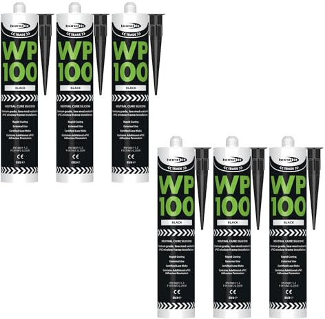 Bond It WP100 EU3 Premium Neutral Cure Oxime Silicone Sealant – 6x Black, 285ml | High-Performance Silicone – Mould-Resistant – Permanently Flexible | Sealant for Building & Construction Joints