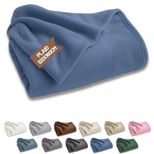 SONIT - Plaid Divano in Pile per Divano e Letto Singolo - Coperta in Pile Autunnale e Invernale - Coperta 120x160 cm - Plaid Singolo Blu