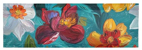 EtherSpher Verstellbare Fenstervolants mit Herbstblumen, Orchidee, 137 x 45 cm, Küchenfenstervorhänge über dem Waschbecken, für Badezimmer, Wohnzimmer, Küche, Fenster