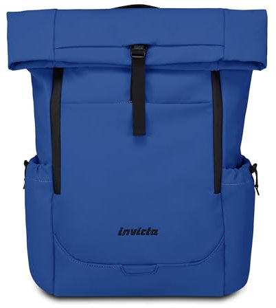 Invicta Arbeitsrucksack Invict-Act Fold, Blau, Einfach mit PC-Tasche 15,6 Zoll, Trinkflaschentasche und verstärkter Boden, geräumiger Rucksack 32 L für Büro und Universität, für Damen und Herren