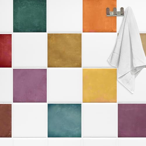 GRAZDesign Set di 10 piastrelle adesive colorate per cucina, pellicola autoadesiva per piastrelle da bagno, 15 x 20 cm, 40 pezzi