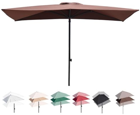 IMUNKT Halbschirm Balkonschirm Rechteckig Wasserdicht Gartenschirm Wandschirm Höhenverstellbar Halb-Sonnenschirm 200x100cm 250x130cm 270x150cm(Coffee,270x150cm/9x5ft)