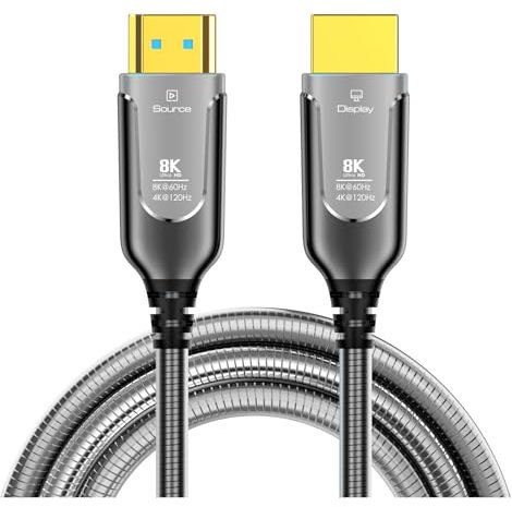 TXJZUQPJ Cavo HDMI in fibra ottica armato TV proiettore for computer Cavo HD 48 gbps 8K Cavo 2.1 HDMI(10 m)