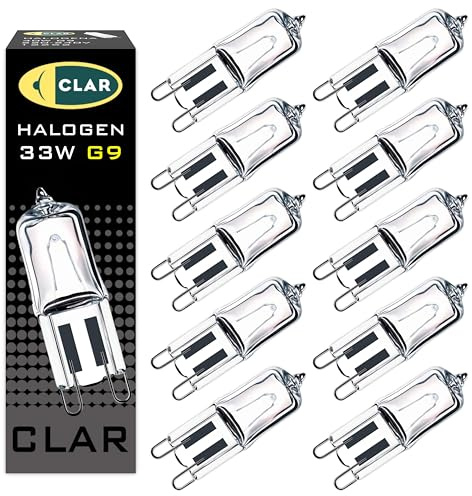 CLAR- Halogen G9 33W Stiftsockellampe, Spiegelschrank Lampe (Pack 10)
