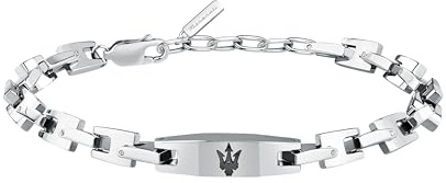 Maserati Men's Steel Bracelet, ICONIC Collection, Trident, Gift Ideas Boyfriend, Friend, Dad, Taglia Unica, Stainless Steel, No Gemstone