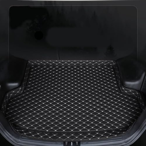 MABEIBEI Alfombrilla Maletero Coche para Kia Carens 2009-2013,Bandeja Maletero Protector de Maletero Tapete para Maletero Alfombra Cubeta Protector de Maletero,Black+Beige