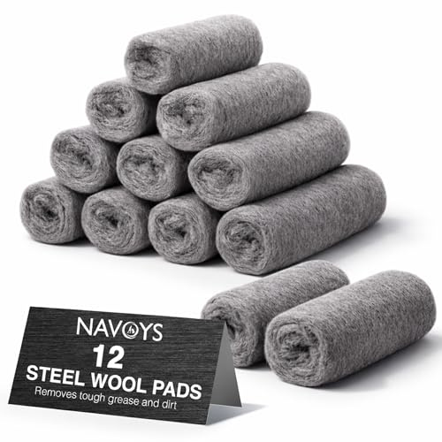 12pc Steel Wool Pads for Heavy Duty Cleaning, Rust Removal & Scouring, Tough on Grease, Pots, Pans & Metal Surfaces