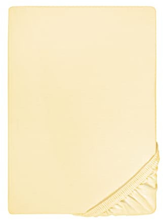 biberna 0077144 Spannbetttuch Feinjersey (Matratzenhöhe max. 22 cm), gekämmte Baumwolle, superweich 1x 180x200 cm - 200x200 cm, gelb