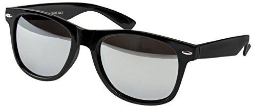 Ciffre Nerdbrille Sonnenbrille Stil Brille Pilotenbrille Vintage Look Schwarz Silber