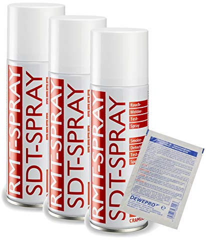 RMT Spray - VPE: 3 x 200ml Spraydose - Rauchmelder-Test-Spray - ITW Cramolin - 1391411 - Testspray für Rauchmelder zur Testauslösung inkl. 1 St. DEWEPRO® SingleScrubs