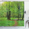 ABAKUHAUS Natur Duschvorhang, Sommer Bäume Ruhige, Stoffliches Gewebe Badezimmerdekorationsset mit Haken, 175 x 180 cm, Grün Braun