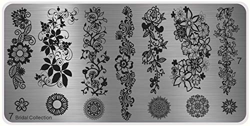 MoYou's XL Bridal 7 Stamping Schablone, Nail Art Stampling - Nagel Lack Stempel, große, elegante blumen, Maniküre, vollständige Nageldesigns für lange Nägel