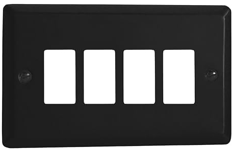 Varilight 4-Gang PowerGrid Plate Kit - Urban/Vogue Matt Black, XYPGY4.MB