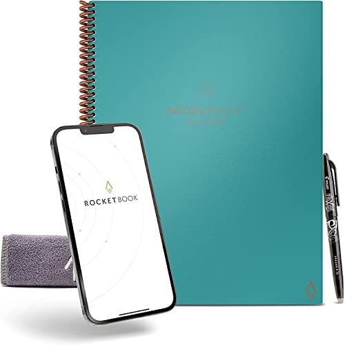 Rocketbook Fusion Reusable Digital Notebook - Smart Notepad A4 Teal, 7 Styles, To Do List, Daily Bullet Journal, Weekly & Monthly Planner with Frixion Erasable Pen, Office Gadget Reduces Paper Waste