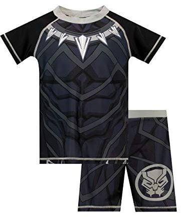 Marvel Boys Black Panther Swim Set Black Age 6 to 7 Years