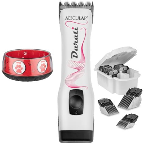 EHASO AESCULAP Profi Hundeschermaschine Set Durati Speed mit Scherk. 1,5 mm + Hundenapf + Aufschiebekammset