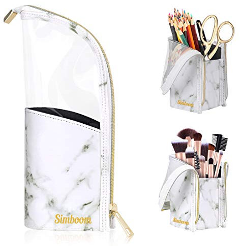 Simboom Make-up Pinsel Tasche, Portable Reise Kosmetik Pinsel Halter Organizer Wasserdicht Make Up Bürsten Tasche Make Up Pinsel Set Organizer Kosmetiktaschen Halter Stift Fall, Weiß
