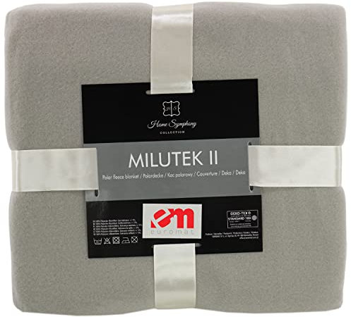 Euromat Polar Fleecedecke Kuscheldecke Sofadecke Wohndecke mit genähte Kante (Hellgrau, 150x200 cm)