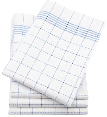 ZOLLNER 4er Set Geschirrtücher aus Mikrofaser - Mischgewebe in 43x60 cm - saugstarke und strapazierfähige Multifunktionstücher - waschbar bis 95°C – in weiß-blau kariert - Oeko Tex® Zertifiziert