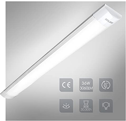 Neon LED 36W 120 cm Tubo Plafoniera, Ultra-Sottile Barra Soffitto 4000K Luce Bianca Fredda, Conveniente Sottopensile Cucina, Lampada Lunga Reglette per Ufficio Garage Officina