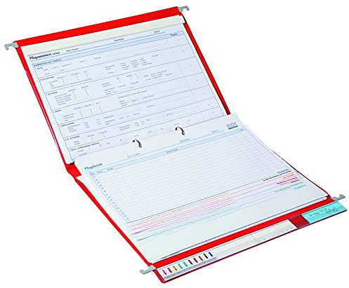 BOI Hängemappe click stationär, 2-Ringmechanik, stabile Aufhängung, REACH-konform, 2 Klarsicht-Taschen, A4, Rot