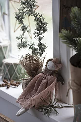 Exklusiver Stoff Deko-Engel 23 cm Diverse Ausführungen Weihnachtsdeko Geschenk Weihnachtsschmuck, Farbe:Altrosa, Variante:B Kleid Crepe