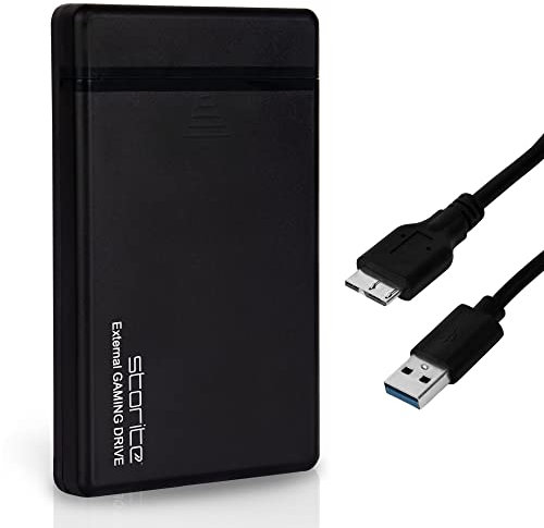 Storite External Hard Drive USB 3.0 Lightweight & Ultrafast 500GB Portable Hardisk Data backup/storage Gaming & Memory Expansion Harddrive 2.5 HDD For Laptop PC Desktop PS3 PS4 Games (Black)