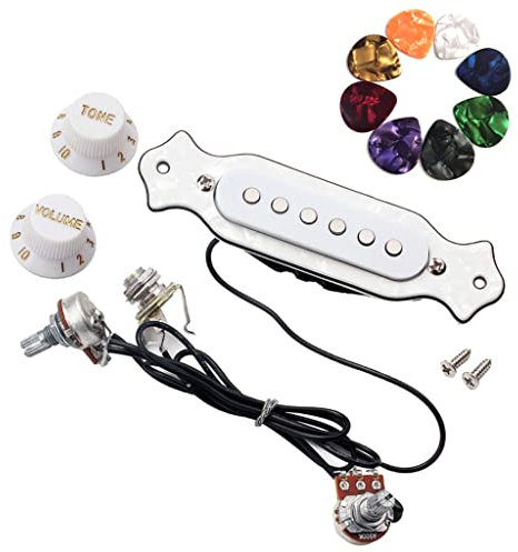 JOINSI 1 Set vorverdrahteter 6-saitiger Zigarrenbox-Gitarren-Tonabnehmer Schalllochgeschirr mit Plektren, Lautstärke und Ton für E-Gitarre