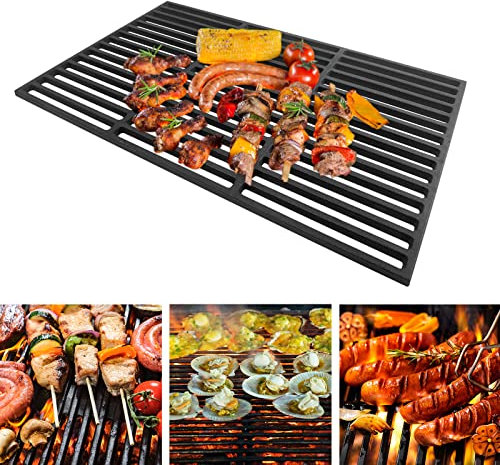 ACXIN Parrilla de hierro fundido 54 x 34 cm, rectangular, parrilla esmaltada, parrilla de carbón vegetal, parrilla de gas, accesorios para barbacoa, parrilla de hierro fundido en diferentes tamaños