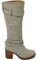 Malu Shoes Stivali donna grigio altezza biker tinta unita traforato al polpaccio morbido con fibbia gomma tacco antiscivolo moda (38 EU)