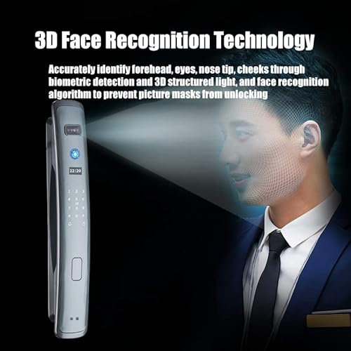 Face Recognition Smart Door Lock, Pin code, Biometric Fingerprint, Door Alarm, Door bell, front doors Screen Camera… (6 Pull App Cam Rec)