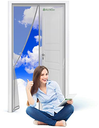 Zanzariera Finestra Magnetica 110 x 240 cm Zanzariere su Misura Chiusura Automatica Magnetica Anti-Zanzare per Porte d'Ingresso,Porte Grigio