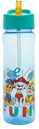 Paw Patrol Sunshine Water Bottle with Straw – Reusable Kids 600ml PP – Pink – Official Merchandise by Polar Gear – BPA Free & Recyclable Plastic – For School Nursery Sports Picnic