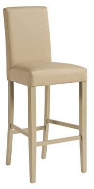 LoryArreda.Com Set 2 sgabelli alti da bar con poggiapiedi, schienale, moderni, H seduta 77 cm., struttura in legno di faggio, seduta e schienale imbottiti e rivestiti in ecopelle (Corda)