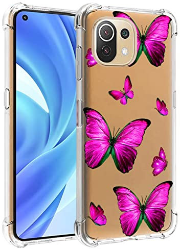 Yerebel Custodia per Xiaomi 11 Lite 5G/11 Lite 5G NE/Mi 11 Youth M2101K9AG custodia carina, custodia trasparente flessibile paraurti TPU morbida gomma silicone custodia per telefono per Xiaomi Mi 11